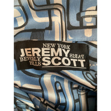Load image into Gallery viewer, Jeremy Scott Bubble Skirt Womens Small Blue Pipe Print Novelty Graphic Y2K