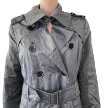 Load image into Gallery viewer, East 5th Trench Coat Womens Medium Gray Metallic Light Weight