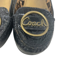 Load image into Gallery viewer, Coach Corina Flats Womens 8.5 Spellout Black Patent Leather Slip On