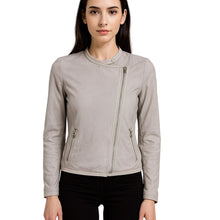 Load image into Gallery viewer, A|X Armani Exchange Moto Jacket Womens Small Gray Faux Suede Asymmetrical Zip Lightweight