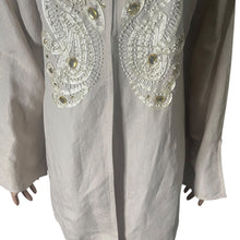 Load image into Gallery viewer, Badgley Mischka American Glamour Tunic Blouse Womens Medium Beaded Beige White