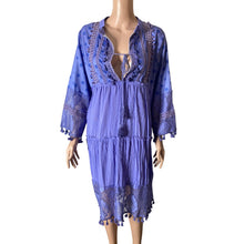 Load image into Gallery viewer, Maroths Womens Large Purple Boho Lace Tassel Tunic Dress Embroidered Midi New