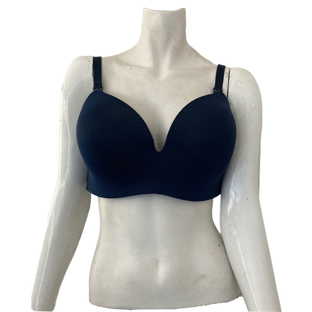 Auden Bra Womens 42D Navy Blue Wire Free Padded New Plus Size