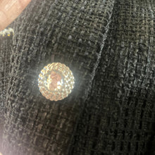 Load image into Gallery viewer, Avec Les Filles Tweed Bouclé Blazer Jacket Womens X Large Black Gold Trim New