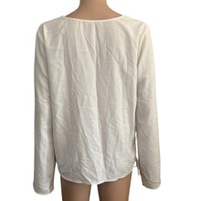 Load image into Gallery viewer, Womens White Long Sleeve Blouse Large Lace Up Side VNeck Tunic
