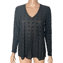 Load image into Gallery viewer, Bobeau Tunic Top Womens XS Tonal Flocked Black Hearts