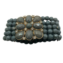 Load image into Gallery viewer, Bracelet Rhinestones Gray Beaded Womens Stretch