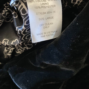 Lily Coat Womens Large Black Crushed Velvet Velour Button Front Silk Blend