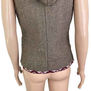 Charlotte Russe Sweater Vest Womens Small Hooded Herringbone Multi Colored New