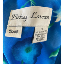 Load image into Gallery viewer, Betsy Lauren Floral Dress Womens Size 5 Blue Sleeveless Sheath Knee Length