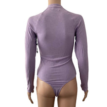 Load image into Gallery viewer, Astr The Label Bodysuit Ribbed Thong Purple Medium Stretch New Cutout