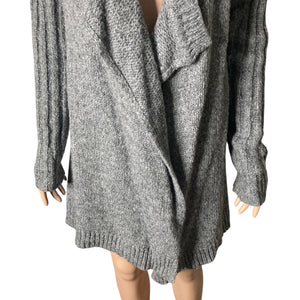 Ruby Moon Draped Sweater Womens XL Wool Blend Chunky Knit Gray Open Front