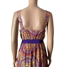 Load image into Gallery viewer, Route 66 Womens S 4-6 Paisley Handkerchief Hem Dress Purple Orange Boho Midi