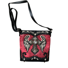 Load image into Gallery viewer, Western Crossbody Purse Womens NEW Red Rhinestone Cross Angel Wings Cowgirl
