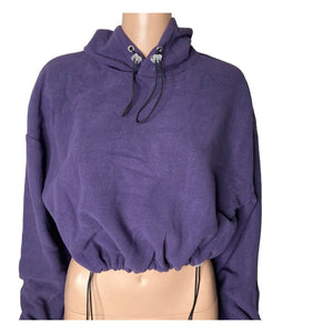 Topshop Hoodie Womens 4-6 Fleece Purple Cropped New