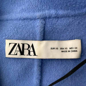 Zara Coat Womens XS Oversized Double Breasted Wool Blend Periwinkle Bloggers Favorite