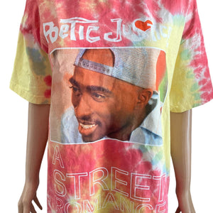 Poetic Justice Tupac Tshirt Mens 1X Pink Yellow Tiedye a street romance