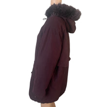 Load image into Gallery viewer, Hunt Club Parka Coat Women’s Small Maroon Faux Fur Hood Drawstring Waist Winter