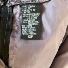 Load image into Gallery viewer, Positive Attitudes Women’s 12P Purple Black Floral Jacquard Satin Pencil Skirt Lined Petite