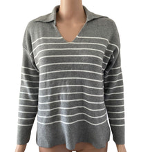 Load image into Gallery viewer, Philosophy Sweater Womens Medium Pullover Gray White Horizontal Striped