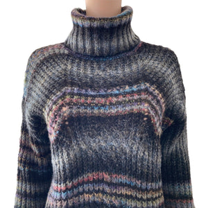 Mystree Sweater Turtleneck Womens Small Oversized Multicolored Pullover