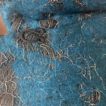 Load image into Gallery viewer, CAbi Lisboa Topper Jacket Womens XS Teal Silver Jacquard Wool Blend Cape #168