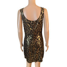 Load image into Gallery viewer, Dreamgirl Leopard Print Bodycon Dress Womens XL Gold Metallic Glitter Clubwear