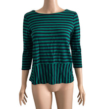 Load image into Gallery viewer, Madewell Shirt Womens Small Green Black Striped Stretch Pullover