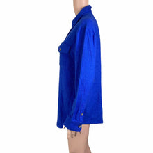 Load image into Gallery viewer, BP Wildfang Fleece Shirt Women’s XS Blue Button Front Herringbone New