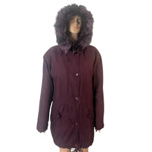 Load image into Gallery viewer, Hunt Club Parka Coat Women’s Small Maroon Faux Fur Hood Drawstring Waist Winter