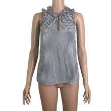 Load image into Gallery viewer, J Crew Shirt Womens 00 Striped Gray White Sleeveless