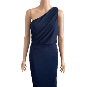 Love X Design Dress Womens XL One Shoulder Navy Blue Body Con