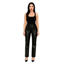 Load image into Gallery viewer, Abercrombie &amp; Fitch 90s Straight Faux Leather Pants 27/4 Black Ultra High Rise