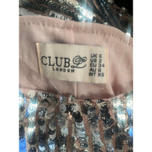 Load image into Gallery viewer, Club L London Silver Sequin Flare Pants Womens US 2 Hi Rise Party Festival Glam