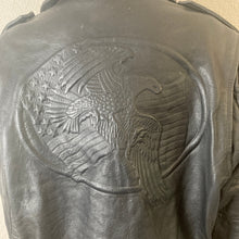 Load image into Gallery viewer, Vintage Y2K Wilsons Leather Motorcycle Biker Jacket XL Embossed Eagle Black