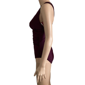 Merona Swimsuit Womens Medium Plum Shirred Strappy Back One Piece