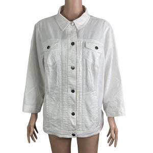 Dressbarn Jacket Women's Size 14 White Lightweight Casual Button Front