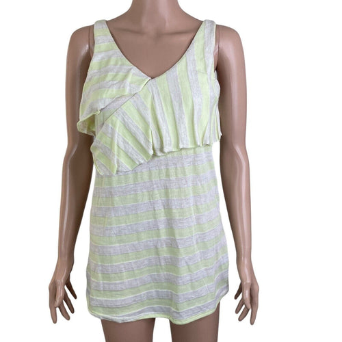 Mystree Tanktop Womens Small Striped Yellow white Stretch Pullover