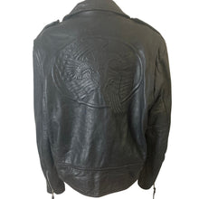 Load image into Gallery viewer, Vintage Y2K Wilsons Leather Motorcycle Biker Jacket XL Embossed Eagle Black