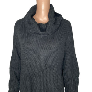 Sanctuary Sweater Womens 2X Black Cowl Honeycomb Knit Long Sleeve Pullover
