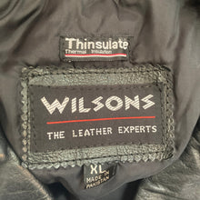 Load image into Gallery viewer, Vintage Y2K Wilsons Leather Motorcycle Biker Jacket XL Embossed Eagle Black