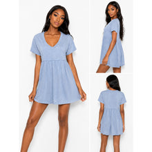 Load image into Gallery viewer, Wild Fable Dress Womens Small Blue Babydoll Mini Short Sleeve Empire Waist New