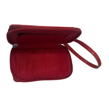Load image into Gallery viewer, Liz Claiborne Red Croc Embossed Zip Around Wristlet Wallet ID CC Coin 5.5x3.5