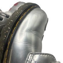 Load image into Gallery viewer, Dr. Martens Metallic Silver Boots Women’s 6 Red Heart Toe Detail Lace-Up Combat Docs