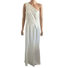 Load image into Gallery viewer, Chi Chi London Dress Womens Size 6 One Shoulder White Satin Chiffon Front Slit