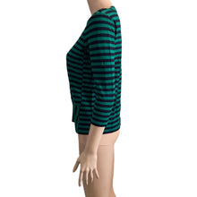 Load image into Gallery viewer, Madewell Shirt Womens Small Green Black Striped Stretch Pullover