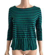 Load image into Gallery viewer, Madewell Shirt Womens Small Green Black Striped Stretch Pullover