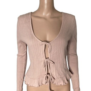 Topshop Tie Front Top Womens Size 10 Pale Pink