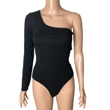 Load image into Gallery viewer, ASTR The Label Bodysuit Medium Twist Back One Sleeve Black Stretch