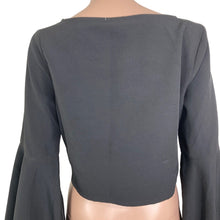 Load image into Gallery viewer, Runaway Top Crop Womens 6 Black New Flare Sleeve Black Wisdom Top